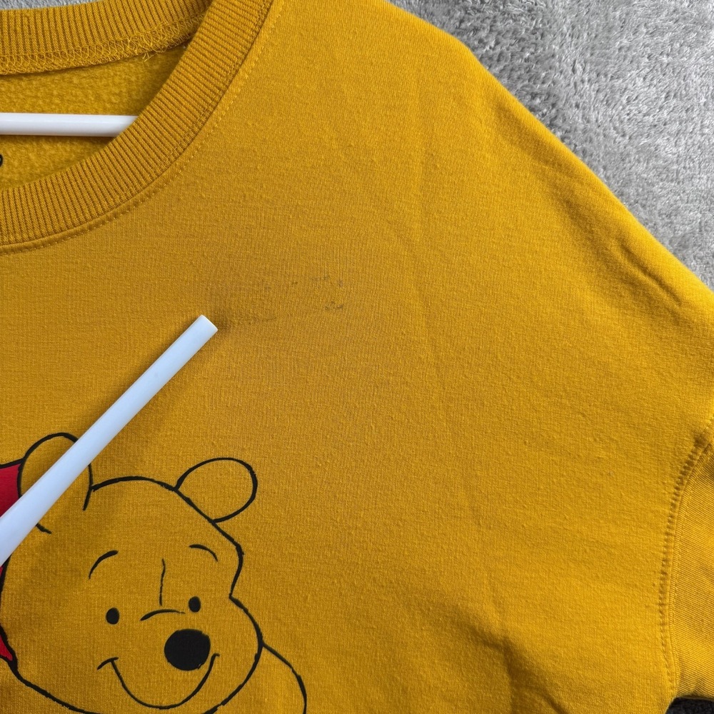 Disney Winnie The Pooh Sweatshirt Womens Medium Yellow Crew Neck Pullover - Picture 2 of 10
